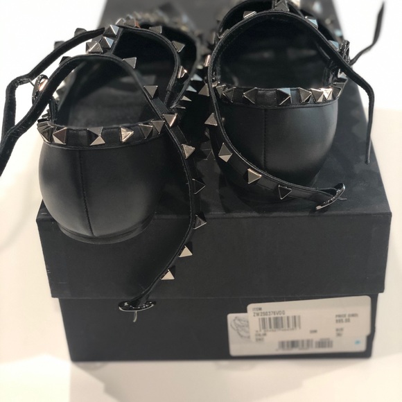 VALENTINO black Garavani Rockstud Cage Ballerina